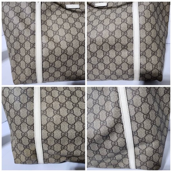 Authentic GUCCI GG Coated Canvas Joy Medium Tote Bag Beige/White - Picture 7 of 16